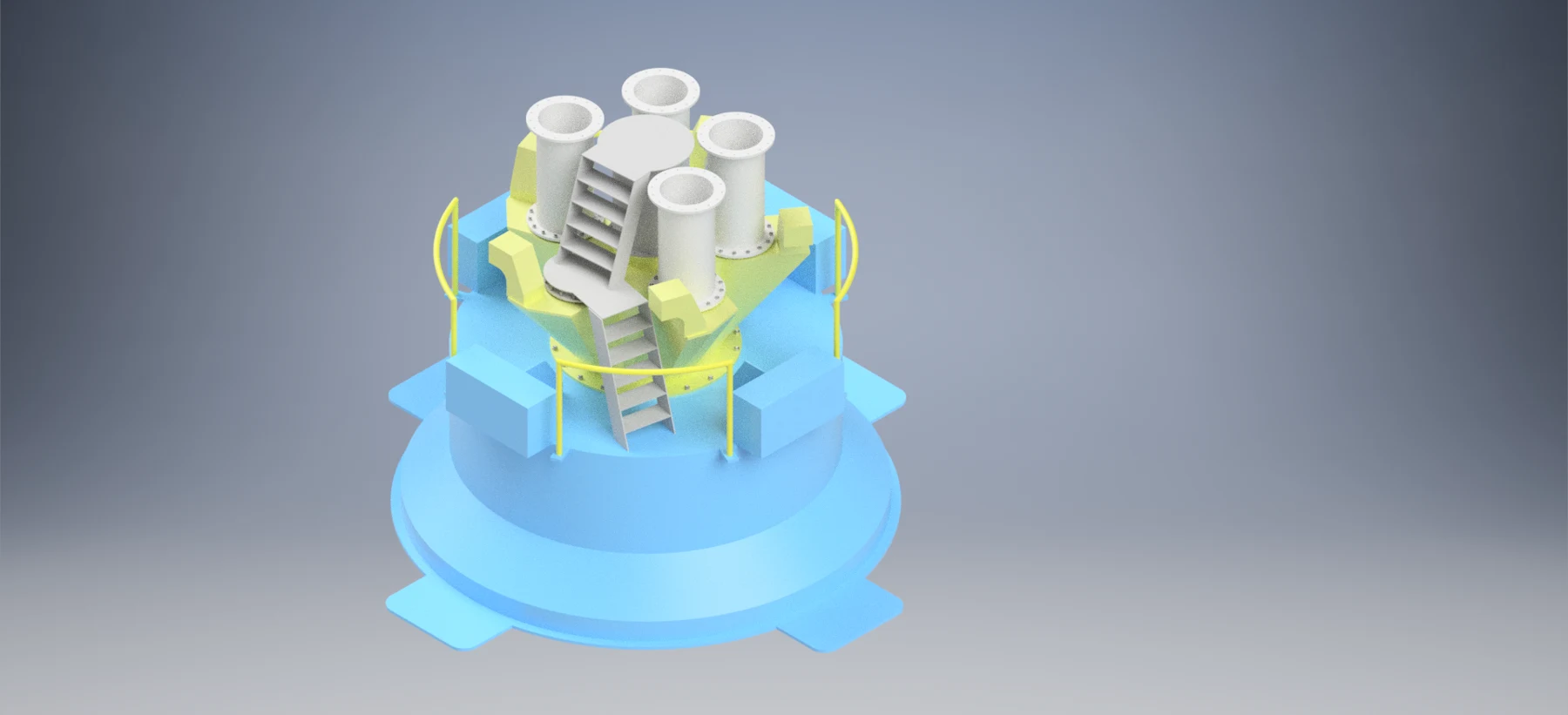 Turret and pipework model.